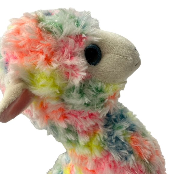 TY Classic Collection Lola Llama Plush Rainbow Stuffed Animal Blue Sparkle Eyes - Picture 1 of 10